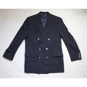VTG Christian Dior Monsieur Navy Double Breasted Blazer Silver Buttons 40L READ